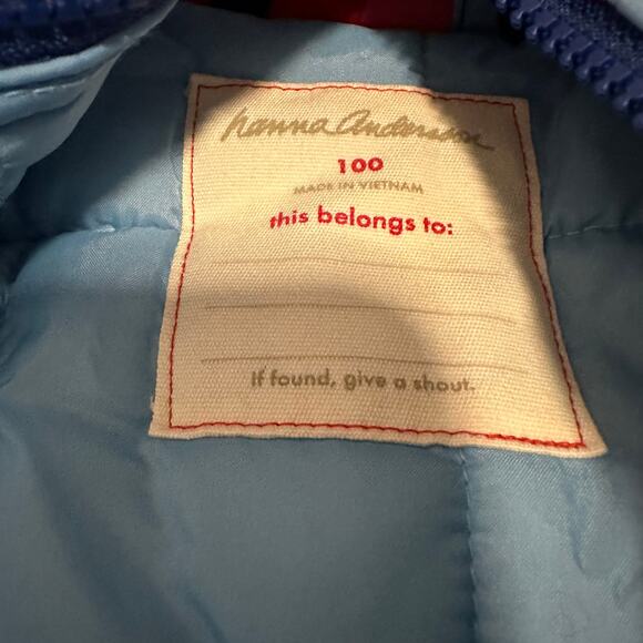 Hanna Andersson Journeys End Quilted Jacket Girls Size 4 Blue Floral Hood - Picture 6 of 10